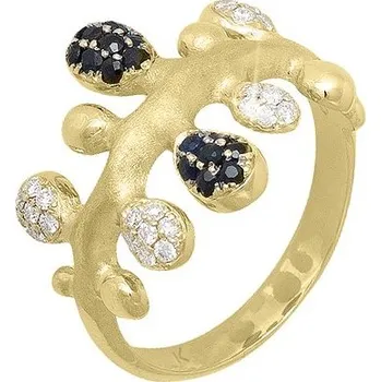 Prsten JK Zlatý prsten s přírodními safíry a diamanty Velikost prstenu: 46 Diamant 18 kt XPOM002Z-46-11D3