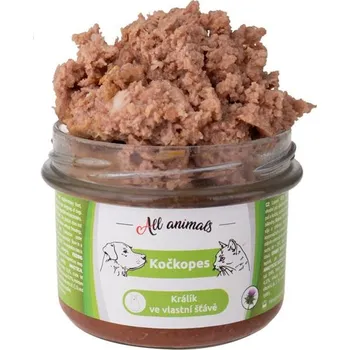 Krmivo pro psa ALL ANIMALS Kočkopes sklo Králík ve vl. šťávě 200g