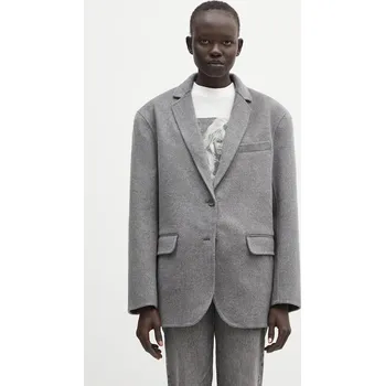 Dámské sako Vlněné sako Anine Bing Quinn Blazer šedá barva, oversize, hladká, A.01.10719, S, 90X