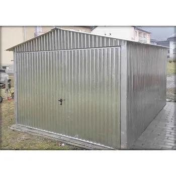 Zahradní stavba Plechová garáž 3x5 m - sedlová střecha - pozinkovaný plech