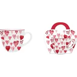 DUO - Hrnek 460ml HEARTS 1 červená srdíčka v košíku