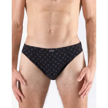 Slipy GINA pánské slipy s úzkým bokem, úzký bok, šité, s potiskem 70072P - černá šedá - 58/60