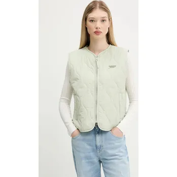 Dámská vesta Vesta Tommy Jeans dámská, zelená barva, přechodná, DW0DW21184 07X, vel. M