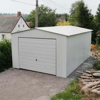 Garážová vrata Plechová garáž 4x5m - RAL 9010 - výklopná vrata - 3m