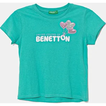 Dětské bavlněné tričko United Colors of Benetton tyrkysová barva, 3I1XG10JB 3I1XG10JB.P.Seasonal 66X, vel. 98