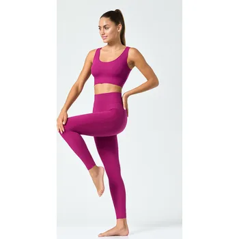 Dámské legíny Bezešvé sportovní legíny FUXIA - vel. L/XL