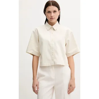 Pánská košile Košile s příměsí lnu Calvin Klein Jeans LV047C775G béžová 12X, vel. XXS