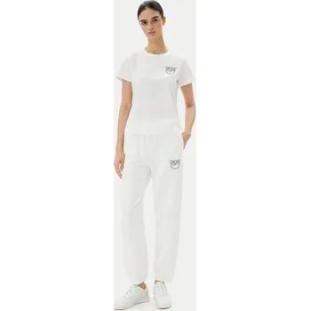 Dámské kalhoty PINKO Teplákové kalhoty Plumcake 104790 A2G8 Bílá Regular Fit S