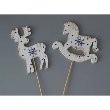 Vánoce Zápich dřevěné dekorace - ZIMNÍ MOTIV - SOB