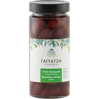 oliva Gaitatzi černé olivy Kalamata bez pecky 220g