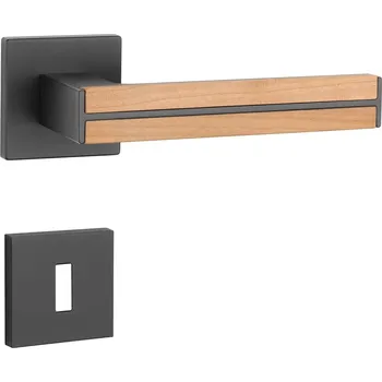 Dveřní kování AS - IMPERATA - HR 7S rozety PZ, madlo/klika pravá BS - Černá matná / dřevo dub