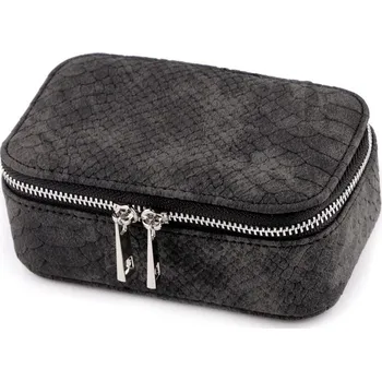 Šperkovnice Malá šperkovnice na zip 8x13x6 cm - 1 šedá tmavá