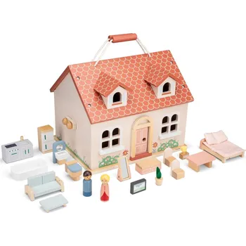 Domeček pro panenku Woet by New Classic Toys Woet by New Classic Toy Skládací dřevěný domeček pro panenky včetně nábytku 10735