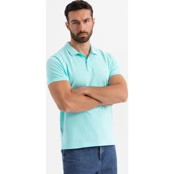 Bavlněná polokošile z piké úpletu - modrá V2 OM-POSS-0103 - M