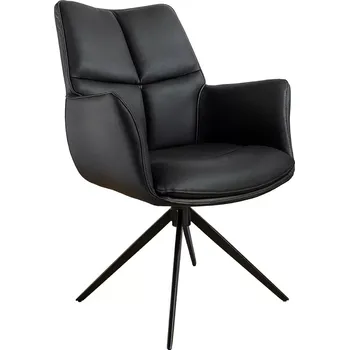 Jídelní židle Jídelní židle PAPILLON II černá pravá kůže otočná o 360°
