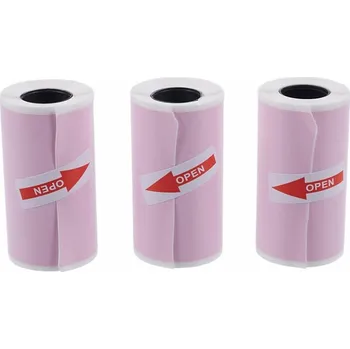 Kotouček do pokladny a tiskárny štítků Roličky do termotiskárny - samolepicí - růžové - 55mm - sada 3 kusů