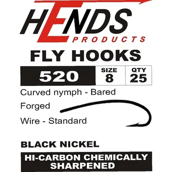 Rybářský háček HENDS 520 - Black Nickel Velikost: 8, Balení: 25 ks