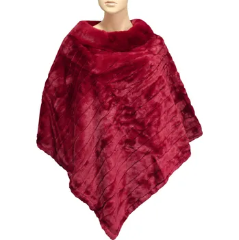 Šála Karmen jednobarevné pončo s rolákem vínová