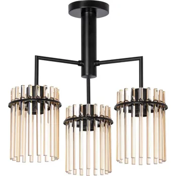 Lustr na tyči 3xE27/60W/230V černá/béžová