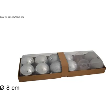 Vánoční dekorace PROHOME - Koule vánoční 8cm matně stříbrné balení 12ks