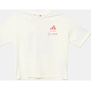 Chlapecké tričko Dětské bavlněné tričko adidas Performance MERCEDES JX6280 béžová 01X, vel. 158