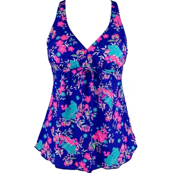 Dámské plavky Rozárka tankiny květinové tílko D710 XXL modrá
