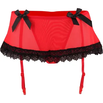 Kalhotky Ariana hot sexy tanga s podvazkovým pásem 611 L červená