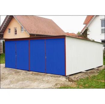 Přístřešek na auto Plechová dvojgaráž 6x5 m - zadní spád