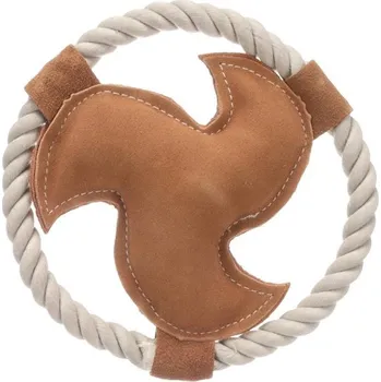 Hračka pro psa Hračka kůže+provaz swa frisbee 17cm Flamingo