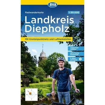 BVA Radwanderkarte Landkreis Diepholz 1:50.000, reiß- und wetterfest, GPS-Tracks Download, E-Bike geeignet, mit Knotenpunktnetz - BVA BikeMedia GmbH