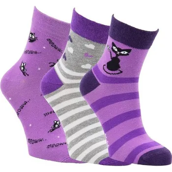 VIO dětské barevné bavlněné vzorované kočičí ponožky holka 27-30