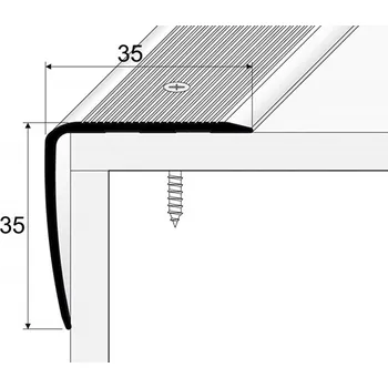 přechodová lišta Schodová hrana 35 x 35 mm Barva: inox kart. E07, Délka: 270 cm, Montáž: Samolepící