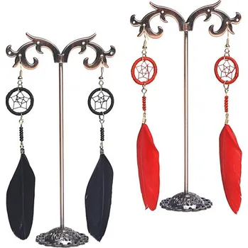 Náušnice Prosperk Náušnice lapač snů indické Barva: Červená