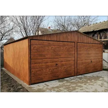 Přístřešek na auto Plechová garáž 6×5m zlatý dub - mat