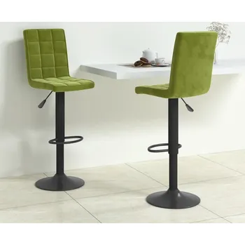 Barová židle vidaXL Barové židle 2 ks samet [335763] Barva: světle zelená