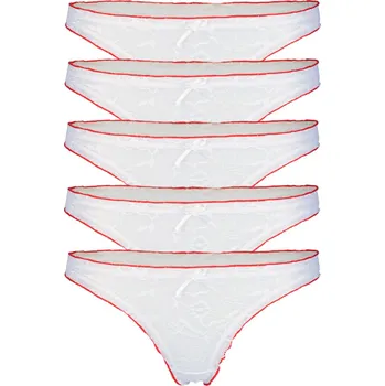 Kalhotky Petit průhledná nízká krajková tanga 5bal M bílá