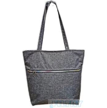 Taška šedá melír se zipem dlouhými uchy TNK1