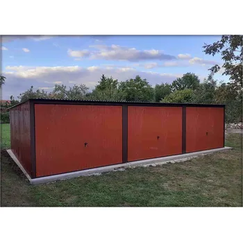 Přístřešek na auto Plechová garáž 9x5 m - tři parkovací místa RAL 3009