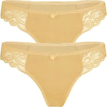 Kalhotky Cornela krajková tanga -2ks L béžová