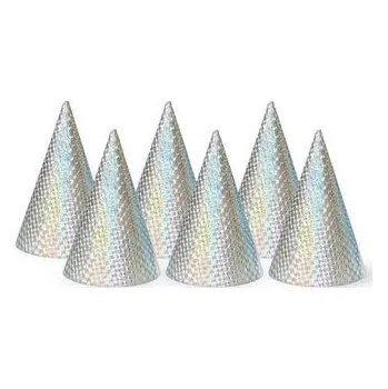 Party dekorace Párty čepička hologram 6ks stříbrná