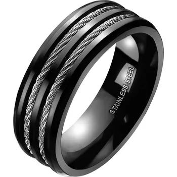 Prsten Atreya Ocelový prsten s dvojitým ocelovým lankem Velikost prstenu: 69