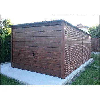 Přístřešek na auto Plechová garáž 3x5 - zadní spád - matný ořech