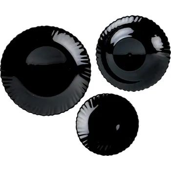 Stolování PROHOME - Talířová sada 18ks černá vlnitá