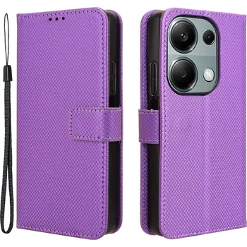 Pouzdro na mobilní telefon Diamond knížkové pouzdro na Xiaomi Redmi Note 14S/Note 13 Pro 4G/Poco M6 Pro - fialové
