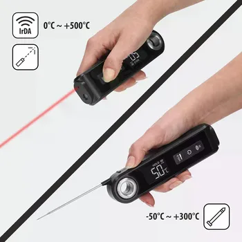 Kuchyňský teploměr Infračervený kuchyňský teploměr, kompaktní, se sklopnou sondou