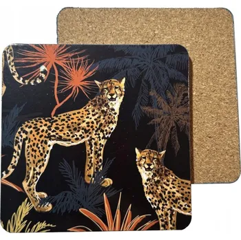 prostírání Topeq Podtácky z korku s motivem leoparda
