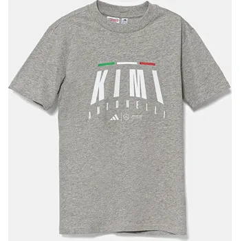 Dětské bavlněné tričko adidas Performance MERCEDES šedá barva, s potiskem, JZ8913 09X, vel. 140