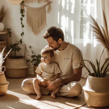 Kojenecký body Párové trička s výšivkou PERNÍČKA a jménem pro tátu a dítě Barva: Béžová, Velikost dítěte: Body 0-3m, Velikost pro tatínka: S