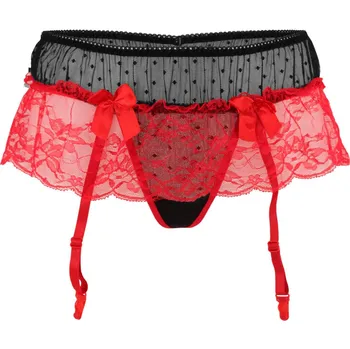 Kalhotky Alisana svůdná tanga s podvazkovým pásem 3302 L červená