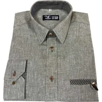Pánská košile Luko Myslivecká košile Luko bavlněná s příměsí lnu 43 šedá 43